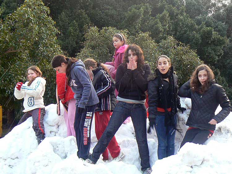 snow in Kibbutz Nir-Am